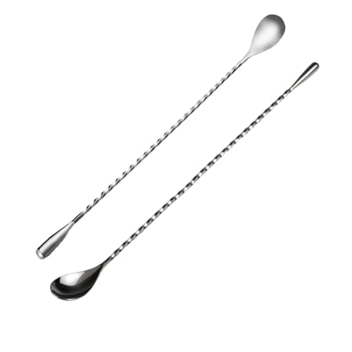 Alipis 2pcs Stainless Steel Dripping Spoon Long Stirrer for Drinks Teardrop Bar Mixing Spoons Cocktail Shaker Stirrer Tools
