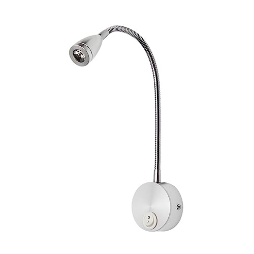 TEHAUX 3W LED Bedside Wall Lamp Creative Flexible Gooseneck Reading Light for Bedroom Brushed Silver Warm White for Indoor Use and Enhancing Your Reading Experience