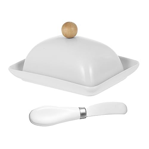 GRIRIW 1 Set Butter Box with Lid Butter Dish with Lid Trays with Lids Container with Lid Dessert Server Platter Tray Serving Tray with Lid Butter Tray with Lid Butter Plate White