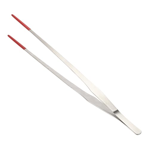 Image of 14.96 inch l Aquarium Straight Feeding Tweezer for Feeding with Red Rubber Tip
