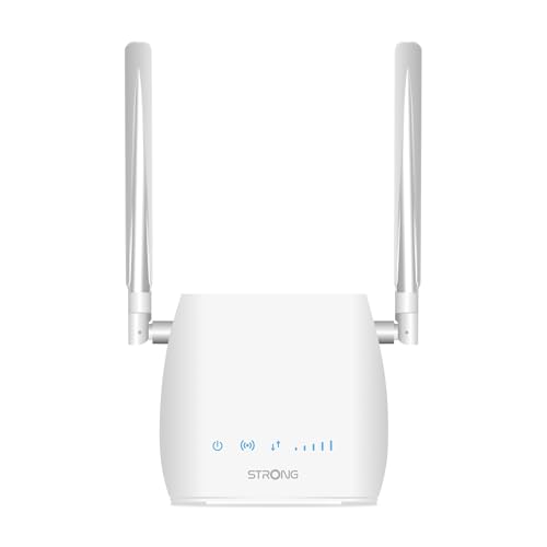 STRONG   Router WiFi 4G LTE 300M   hasta 150 Mbps 4G/300 Mbps WiFi   1 Puerto RJ45   Funciona con Todo Tipo de SIM   Uso Compartido de la Red Móvil   Antenas Desmontables   Fácil de Instalar   Blanco