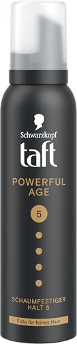 Schwarzkopf Taft Schaumfestiger Powerful Age (150ml) Haltegrad 5 Haarschaum für alle Haartypen Fülle für feines und dünner werdendes Haar vegane Formel*