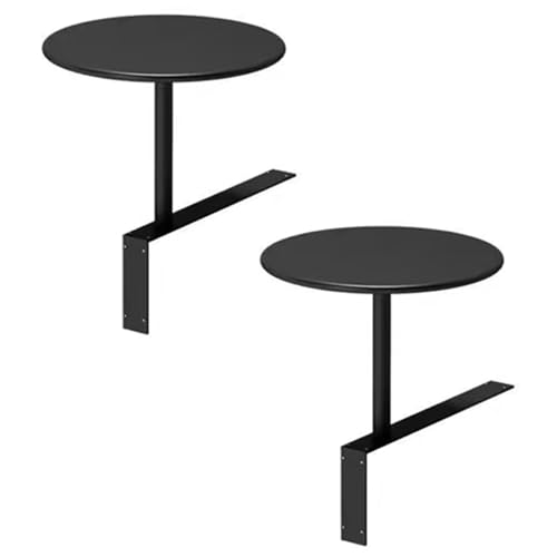 Table d'appoint en fer forgé noir minimaliste et ronde de 40 cm fixation murale
