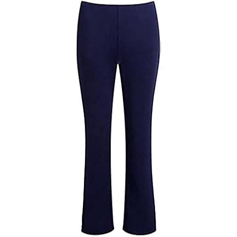 Loxdonz Women's Bootleg Trousers Ladies Bootcut Stretch Finely Ribbed Nurse Carer Work Bottoms Elasticated Waist Pants (14, Navy) Cover