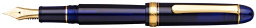 PLATINUM Japanischer Füllfederhalter #3776 Century Gold Trim Chartres Blue EF/Blau/ 0,24-0,28 mm/Handgefertigt/Feder aus 14-Karätigem Gold/mit Geschenkbox/Füllhalter, PNB15000-51EF