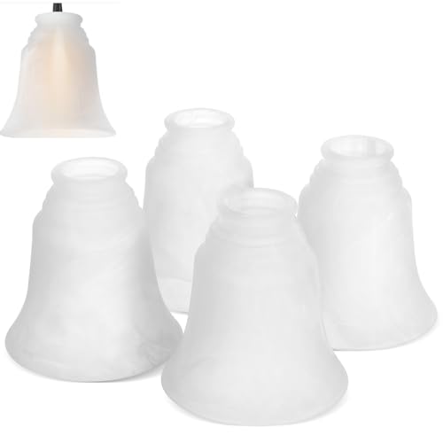 Image of STOBAZA 4 Pack Frosted Glass Lampshades 5.51X5.11X5.11In Replacement Light Covers for Ceiling Fan and Wall Sconce Bell Shape Fixture Globes Easy Install Home Lighting Decor