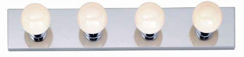 Dysmio Lighting Four Light Vanity Strip - Hollywood Style Mirror Fixture with Chrome Plates â€“ Salon-Grade Accessories for Bedroom, Bathroom, Dressing Room, Makeup Studio - 24 x 4.25 Inches