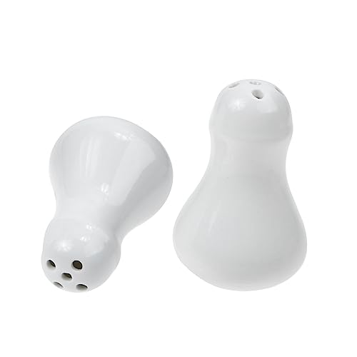 POPETPOP 2 piezas Dispensadores de Condimentos de Cerámica Blanca Multifuncionales para Cocina y Restaurante Diseño Compacto con Orificios Soporte para Palillos y Farmhouse Elegante para