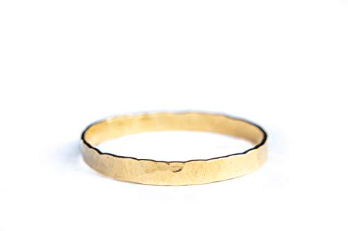 3mm Wide Gold Thumb Ring for Women - Stacking Band Size 10 14k Gold Filled - Each and Every Ring is Hand Hammered - Stamped Inside 14k/20 GF