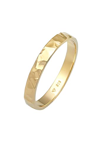 Elli Ring Damen Band Basic Fein Gehämmert Trend in 925 Sterling Silber