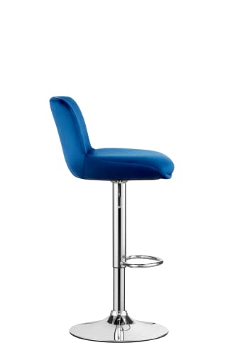 Minceta Bar Stools,Modern Upholstered Swivel Stool With Back For Bar And Counter Height, Adjustable Height 24" To 34",Set Of 2,Velvet In Navy #TOP3