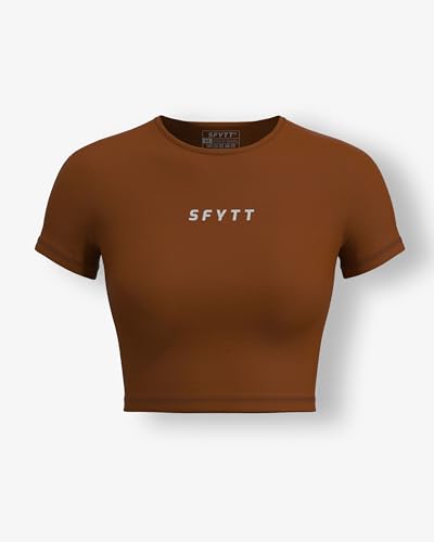 Image of Sfytt Women Gym Crop Top Athletic Yoga Short Sleeve Fitness Tight Tee Outdoor Workout Cropped Tank Tops