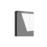 Ses belles finitions Meublorama Meuble de Rangement Haut Scott – 3 Portes avec Miroir – Gris foncé et Blanc – 60x79x18 cm