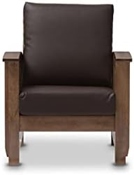 Baxton Studio Charlotte Faux Leather Lounge Chair in Dark Brown