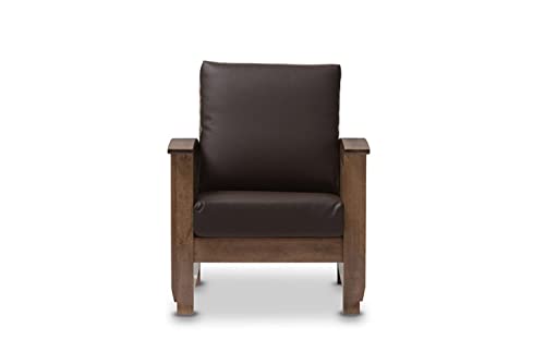 Baxton Studio Charlotte Faux Leather Lounge Chair In Dark Brown #TOP22