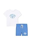 timberland toronto T-shirt + shorts set. 100% cotton from organic farming jersey short sleeves T-shirt, snap fastener at shoulder, illustration printed on front. 87% cotton from organic farming / 13% polyester french terry shorts, elasticated waist with drawstring, side pockets, printed logo on the leg.