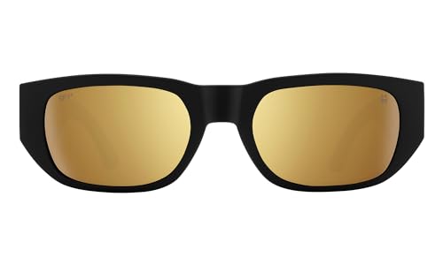 SPY Rectangular Genre Club Midnite Soft Matte Blk-Happy Brnz Gold Mirror, Multi, One Size2