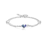 Free bird タンザナイト ブレスレット レディース ハート 12月 誕生石 ブレスレット 人気 サファイア シルバー 925 金属アレルギー対応「愛の象徴」バングル チェーン腕輪 細い 誕生日 クリスマスプレゼント 女性