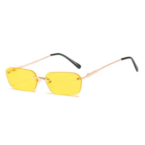 Lunettes de soleil vintage verres ovales roses sans monture pour un look rétro tendance