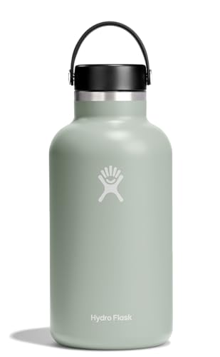 Image of Hydro Flask Water Bottle - Insulated Stainless Steel - Wide Mouth Flex Lid, Non Spill, Leakproof and Refillable in 64 Oz Agave