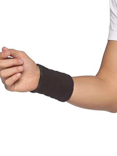 Image of omtex - Cotton Wrist Band, Terry Cotton Material, Sweat Absorbent, Knitted Elastic, (Pack of 2) Black, 5 Inches