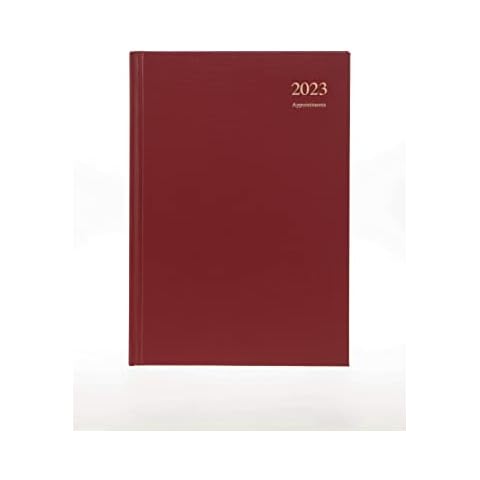 Collins Essential A4 Day to Page With Appointments 2023 Diary - Maroon - Calendar Year Daily Diary, Journal and Planner for business, office and personal Cover