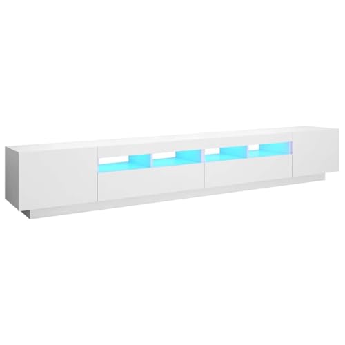 vidaXL Mueble para TV con Luces LED Soporte Mobiliario Aparador Estante Salón Sala de Estar Dormitorio Decoración Blanco 260x35x40 cm