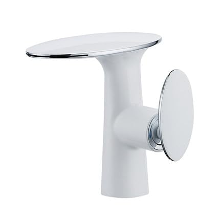 Robinet cascade laiton blanc et chrome mitigeur de luxe pour lavabo moderne