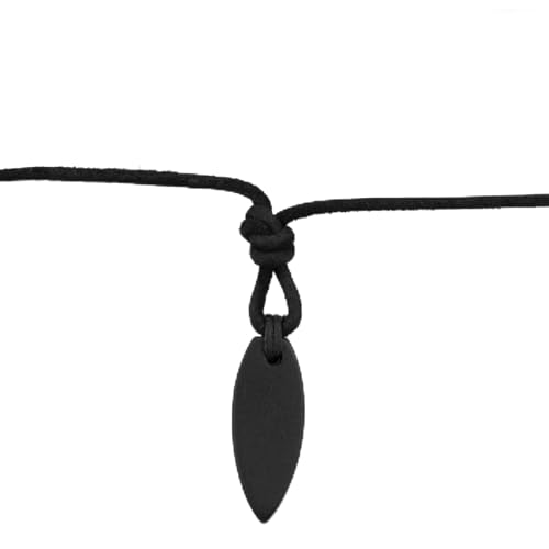 LOCAL LEAGUE Collar de Cuero para Hombre con colgante NEGRO de tabla de Surf, Cuerda Ajustable Envejecida, REGALO para Novio, Playa, Vacaciones, estilo australiano, Fiesta, Club