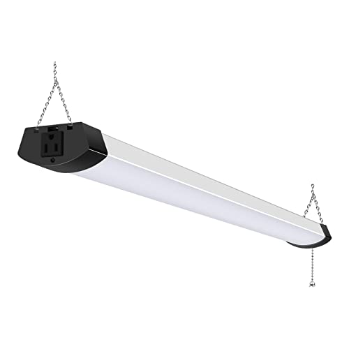 Hykolity 4Ft 120W Led Shop Light Linkable, 13000Lm(400W Equivalent), 5000K Utility Shop Lights For Garages, Workshops, Basements, Hanging Or Flushmount, With Power Cord And Pull Chain, Etl, Black #TOP4