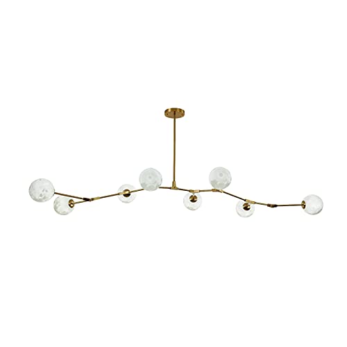 Lustres dorés à 8 lumières et suspension moderne E26 réglable 140x60cm