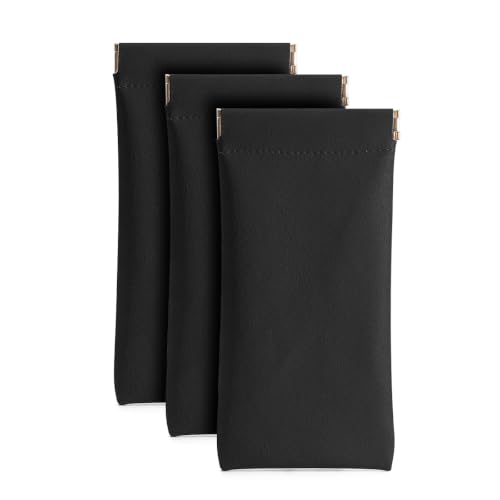 Image of 3 Pack Leather Eyeglasses Cases PU Soft Sunglasses Pouch Squeeze Top Portable Glasses Cases for Men Women
