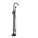 Ensemble robinetterie de baignoire et douche en laiton antique, système sur pied avec bec pivotant à 360°, mitigeur de salle de bain