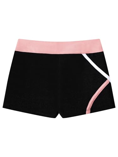 Kids Girls Low Waist Elastic Gymnastics Dance Sports Shorts Color Contrast Stretchy Skinny Tights Activewear4