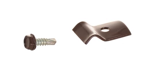 Aqbau® Lot de 15 kits de fixation pour clôture à double fil avec vis autotaraudeuses, pince de fixation, support de fil de tension ou de tapis de clôture...