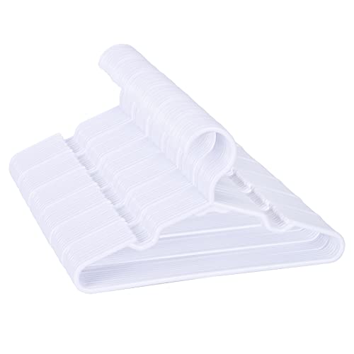 Image of 100 Pack White Kids Hangers 11.6 Inch - Baby Clothes Hangers for Toddler & Child, Durable Plastic Children's Hangers for Closet, Pants, Coats, Skirts (Non-Slip, Space-Saving)
