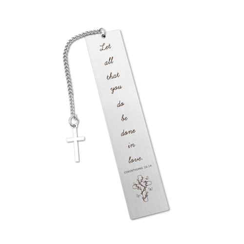 Bible Bookmark Christian Christmas Gifts for Women Men Faith Based Religious Inspirational Spiritual Gifts Let All That You Do Be Done in Love Birthday Valentines Day Gift for Teacher Metal Bookmarks