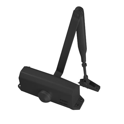 TESA DC110 DC110-9005 cierrapuertas, EN 3, brazo articulado, apto para puertas cortafuegos, acabado Negro RAL 9005, instalación en superficie, control de cierre regulable, interior, uso interior