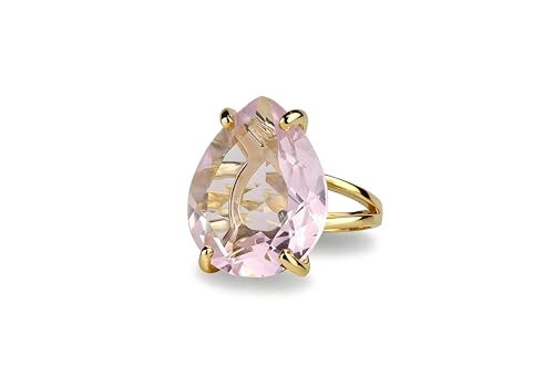 Bague quartz rose doré en larme, bijou d'amour style vintage fait main
