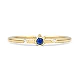 BCughia Anillos de boda de oro 375 585, anillo de compromiso para mujer, oro amarillo auténtico con zafiro creado en laboratorio, anillos de parejas, talla 47-62, Oro amarillo 585 de 14 quilates