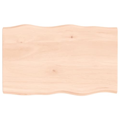 vidaXL Tischplatte, Holzplatte für Tisch Esstisch Couchtisch, Massivholzplatte Handgefertigt mit Baumkante, Ersatztischplatte, 80x50x(2-4) cm Massivholz Unbehandelt