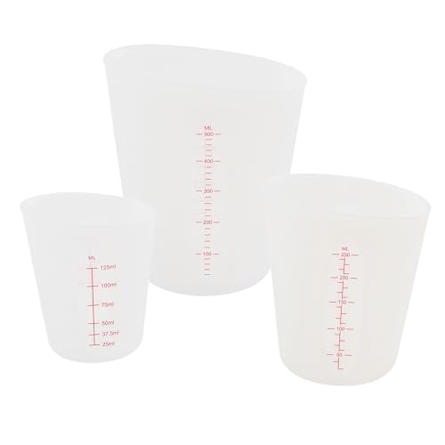 Set de 3 vasos medidores de silicona 500ml 250ml 125ml