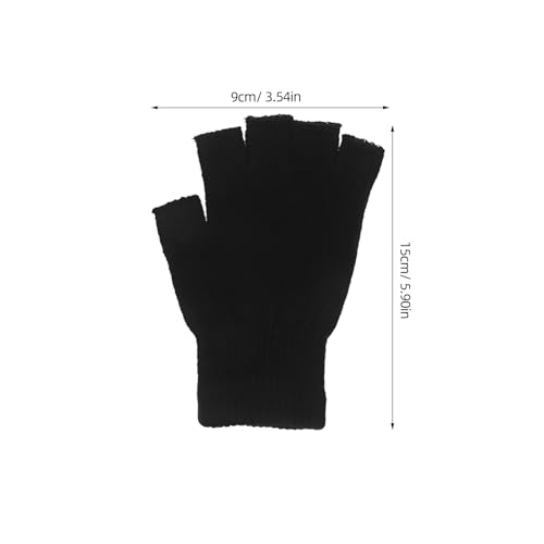 Didiseaon 1 Pair Kids Half Finger Gloves Winter Warm Knitted Fingerless Mittens Breathable Black Gloves for Children Typing Writing Cycling and Outdoor Activities2