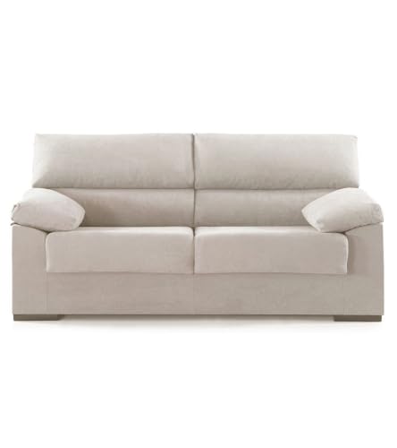 SWEET SOFA® - Sofá 3 plazas 180 cm Denver, sofá tapizado Antimanchas Beige, sofá desenfundable Estructura Madera (97 Altura x 85 Prof)