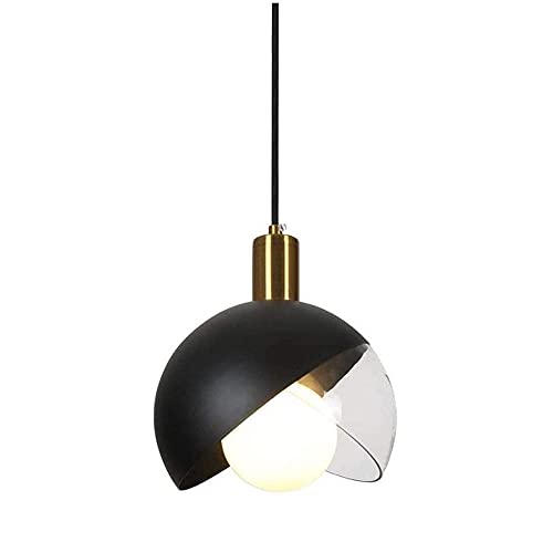 Chandelier en fer forgé E27 et globe de verre aux finitions minimalistes