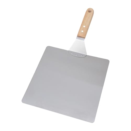 Poystng Bandeja de transferencia de pala cuadrada para cáscaras de Pizza de acero inoxidable, herramienta para hornear en restaurante, cocina, soporte para pala para Pizza, agarre cómodo y duradero