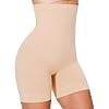 BESTENA High Waisted Shapewear for Women Tummy Control, Seamless Body Shaper Shorts Thigh Slimmer, Anti-Chafing Under Shorts for Smooth Tight Look Nude Large