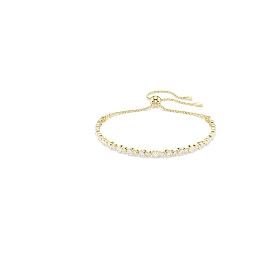 Swarovski Matrix Tennis bracelet, Round cut, White, Gold-tone plated