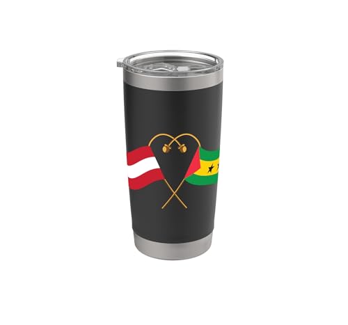 Österreich Flagge São Tomé & Príncipe Flagge Doppelwandiger Edelstahl-Thermobecher
