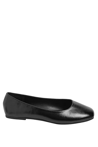 Yours - Faux Leather Square Toe Ballet Pumps in Extra Wide Eee Fit - Women's Black